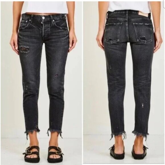 MOUSSY VINTAGE WOMEN'S SIZE 25 BLACK DISTRESSED KELLEY JEANS (ACT MEASUR: 28x26) - Picture 1 of 16